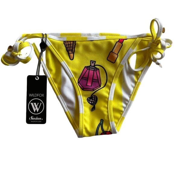 NWT Wildfox Bikini Swim Bottom Yellow Emoji Size Small - Picture 2 of 6